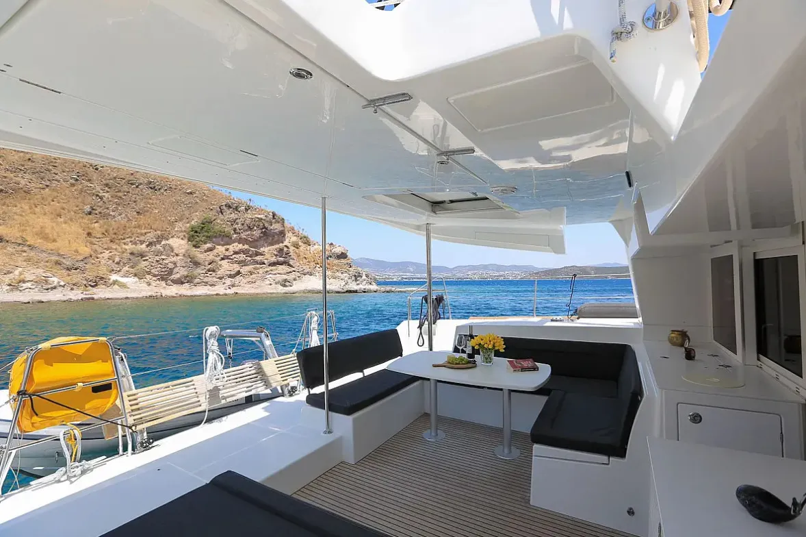 Deck of Lagoon 450, a catamaran at Fethiye, Turkey