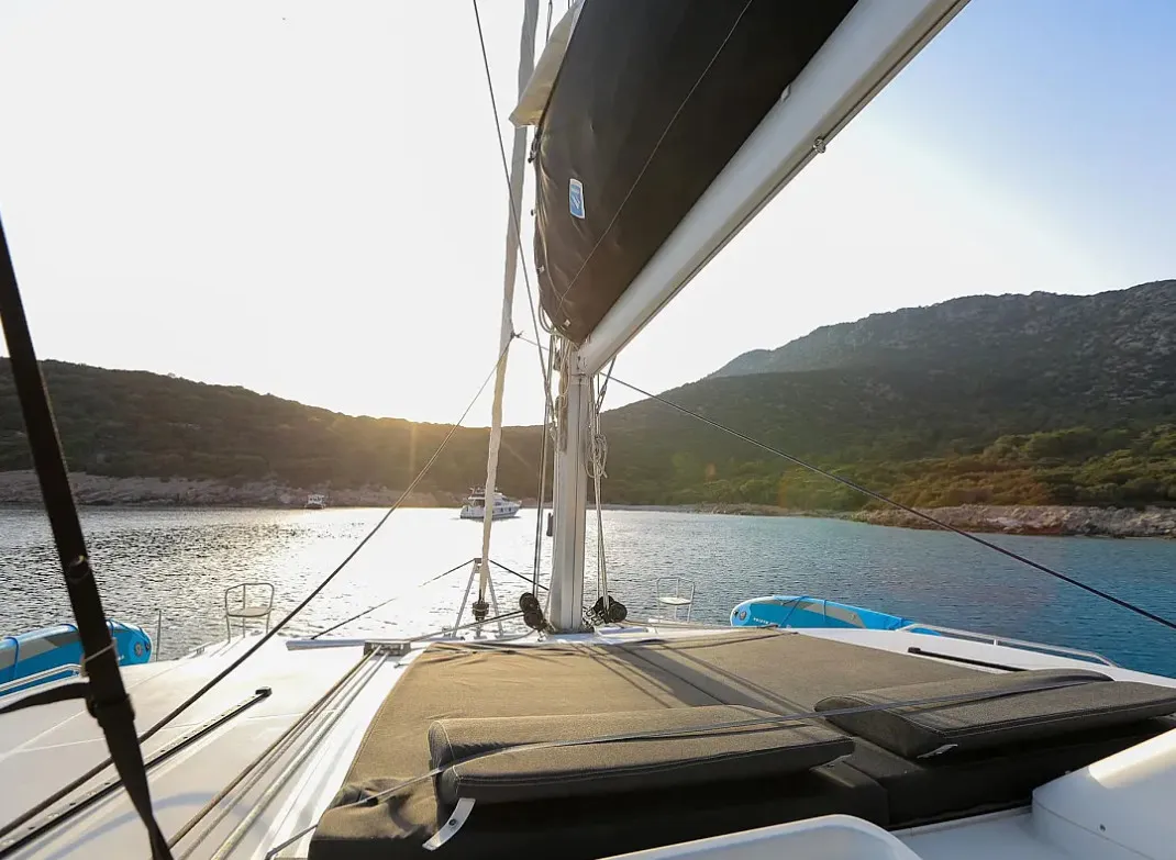Deck of Lagoon 450, a catamaran at Fethiye, Turkey