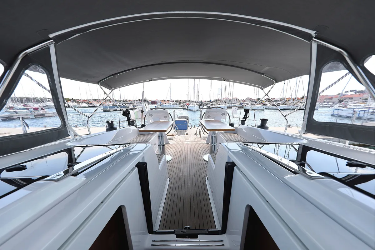 Cockpit of Cosmopolitan, a Hanse 508 sailboat at Grad Biograd na Moru, Croatia