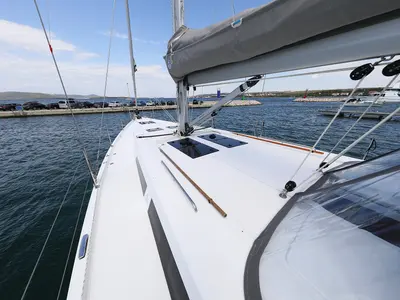 Galley of Cosmopolitan, a Hanse 508 sailboat at Grad Biograd na Moru, Croatia