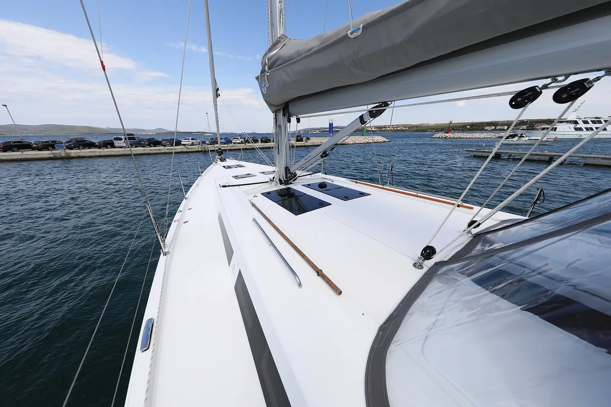Galley of Cosmopolitan, a Hanse 508 sailboat at Grad Biograd na Moru, Croatia