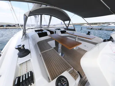 Cockpit of Cosmopolitan, a Hanse 508 sailboat at Grad Biograd na Moru, Croatia
