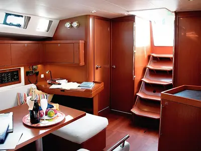 Salon of Nausicaa, a Beneteau Oceanis 45 sailboat at Bocca di Magra, Italy