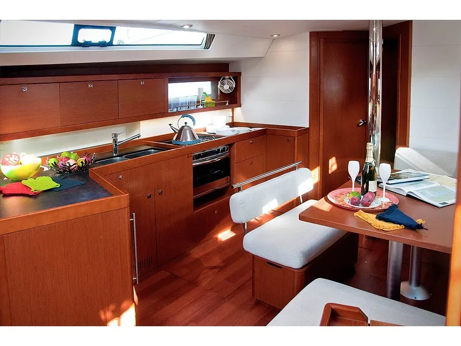 Galley of Nausicaa, a Beneteau Oceanis 45 sailboat at Bocca di Magra, Italy