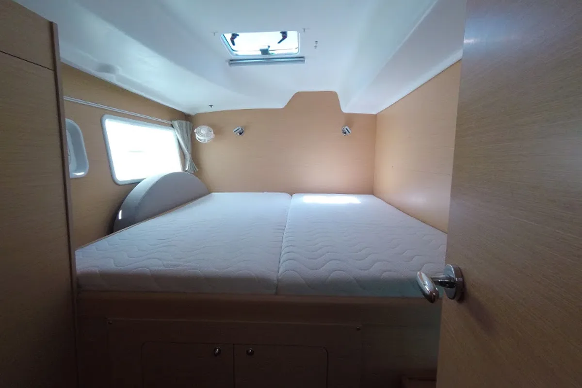 Cabin on My Elisabeth, a Lagoon 380 catamaran at Rhodes, Greece