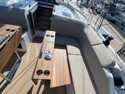 Deck of Kebifaiv, a Bavaria C46 sailboat at Palairos, Greece