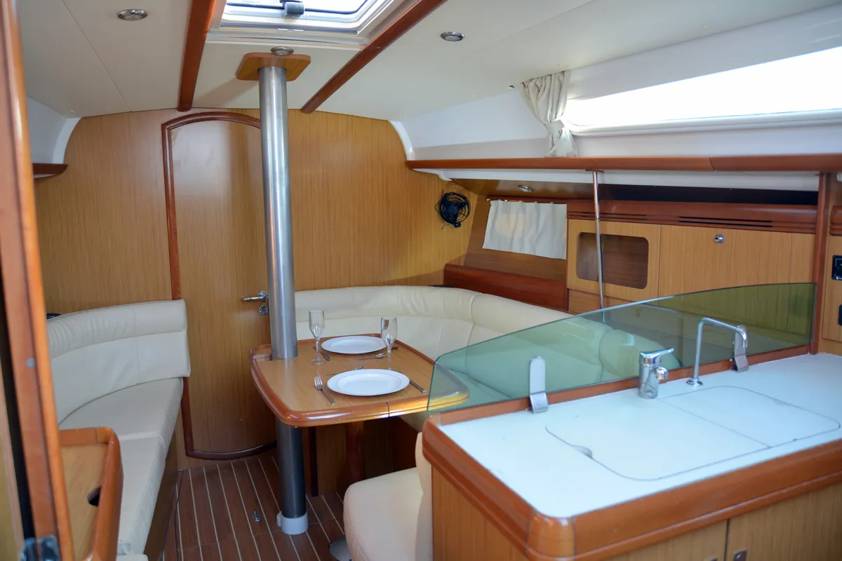 Salon of Billis, a Jeanneau Sun Odyssey 36i sailboat at Municipal Unit of Lefkada, Greece