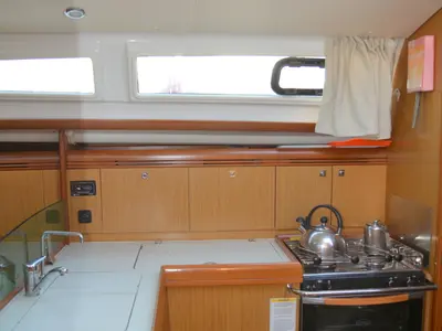 Galley of Billis, a Jeanneau Sun Odyssey 36i sailboat at Municipal Unit of Lefkada, Greece