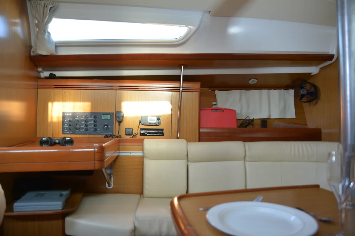 Salon of Billis, a Jeanneau Sun Odyssey 36i sailboat at Municipal Unit of Lefkada, Greece