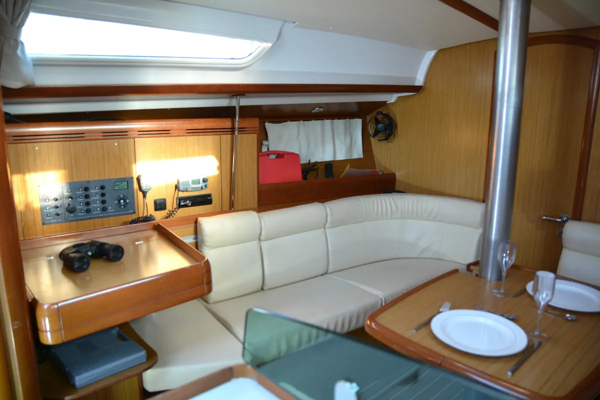 Salon of Billis, a Jeanneau Sun Odyssey 36i sailboat at Municipal Unit of Lefkada, Greece