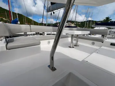 Deck of Nomada Caribena, a Leopard 45 catamaran at Road Town, British Virgin Islands