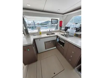 Galley of Nomada Caribena, a Leopard 45 catamaran at Road Town, British Virgin Islands