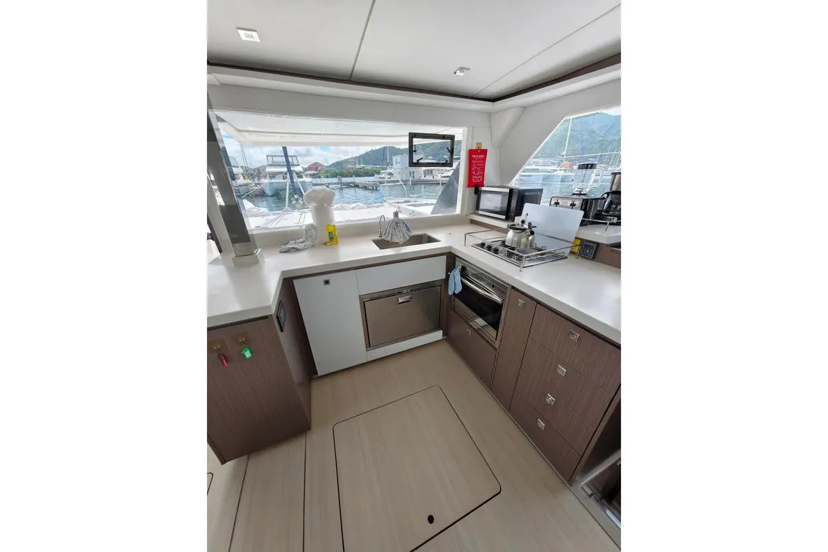 Galley of Nomada Caribena, a Leopard 45 catamaran at Road Town, British Virgin Islands