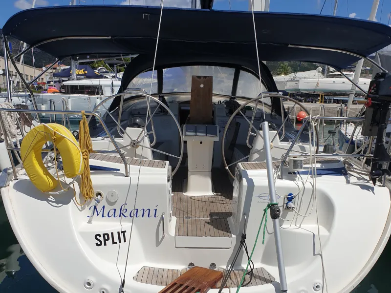 Cockpit of Makani, a Bavaria Cruiser 46 sailboat at Primošten, Croatia