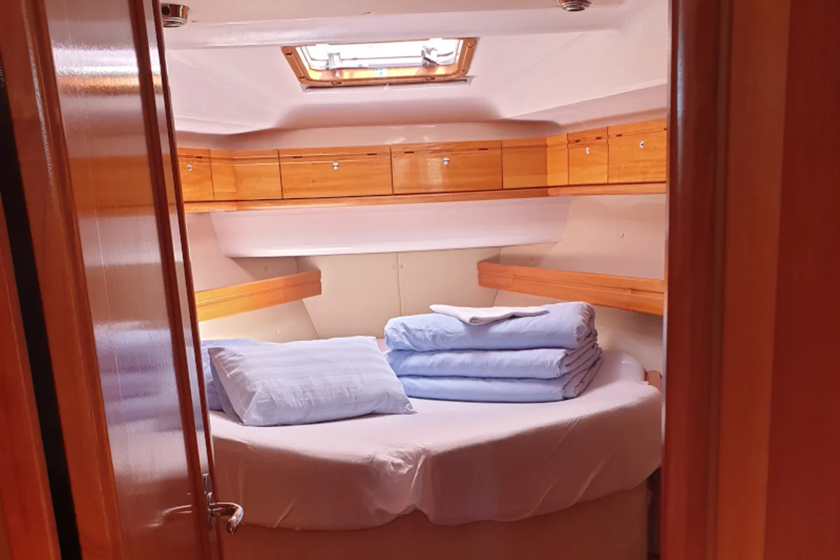 Cabin on Makani, a Bavaria Cruiser 46 sailboat at Primošten, Croatia