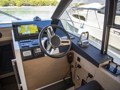 Salon of NN, a Jeanneau Prestige 420 Fly motor yacht at Grad Pula, Croatia