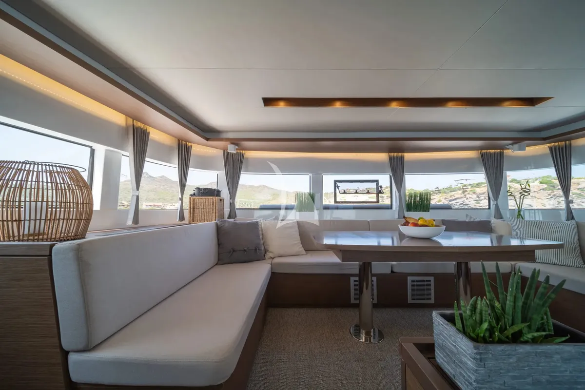 Salon of Nomad 2, a Lagoon 50 catamaran at Municipal Unit of Lefkada, Greece