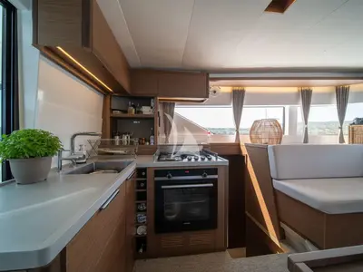 Galley of Nomad 2, a Lagoon 50 catamaran at Municipal Unit of Lefkada, Greece
