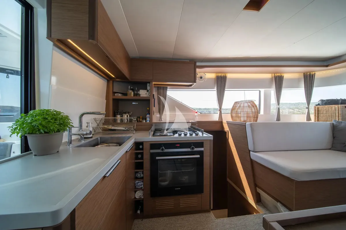 Galley of Nomad 2, a Lagoon 50 catamaran at Municipal Unit of Lefkada, Greece
