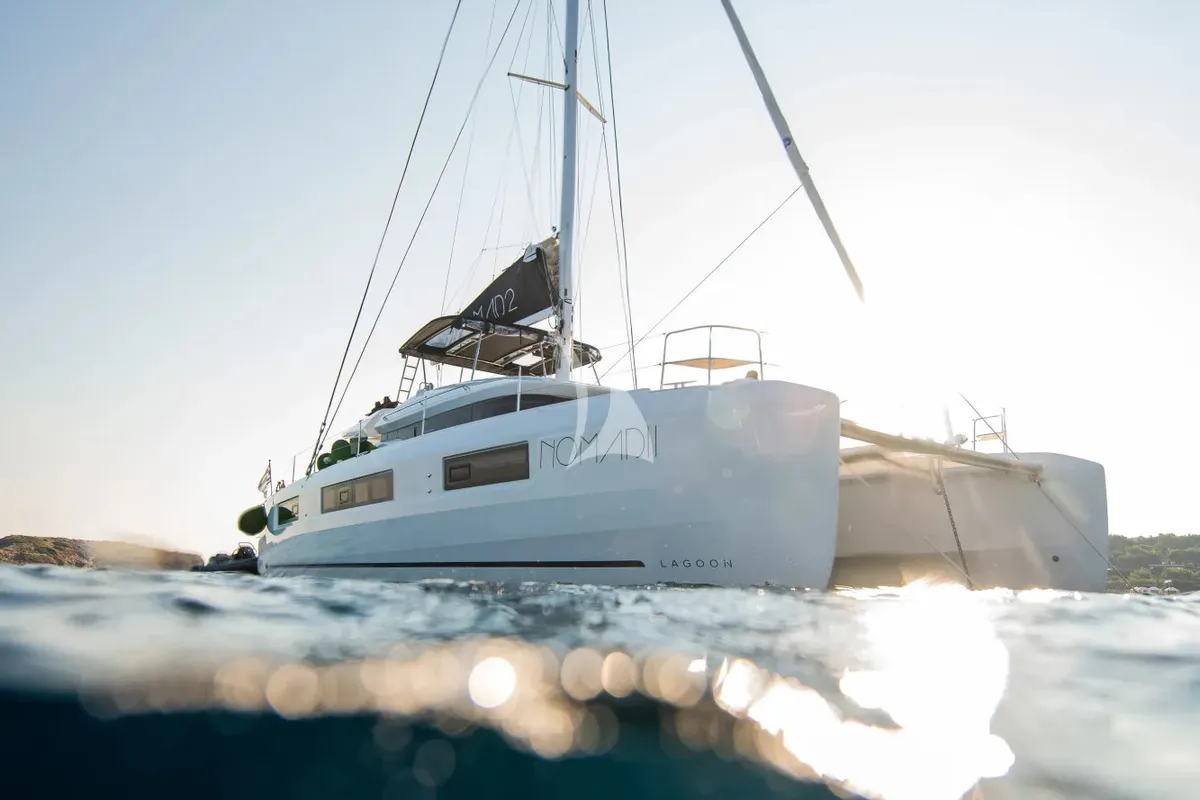Exterior view of Nomad 2, a Lagoon 50 catamaran at Municipal Unit of Lefkada, Greece