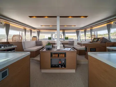 Salon of Nomad 2, a Lagoon 50 catamaran at Municipal Unit of Lefkada, Greece