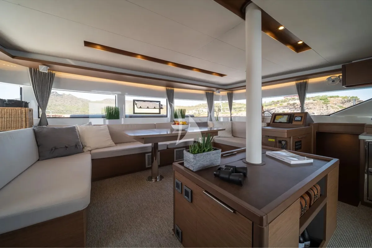 Salon of Nomad 2, a Lagoon 50 catamaran at Municipal Unit of Lefkada, Greece
