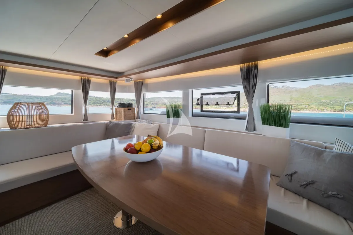 Salon of Nomad 2, a Lagoon 50 catamaran at Municipal Unit of Lefkada, Greece