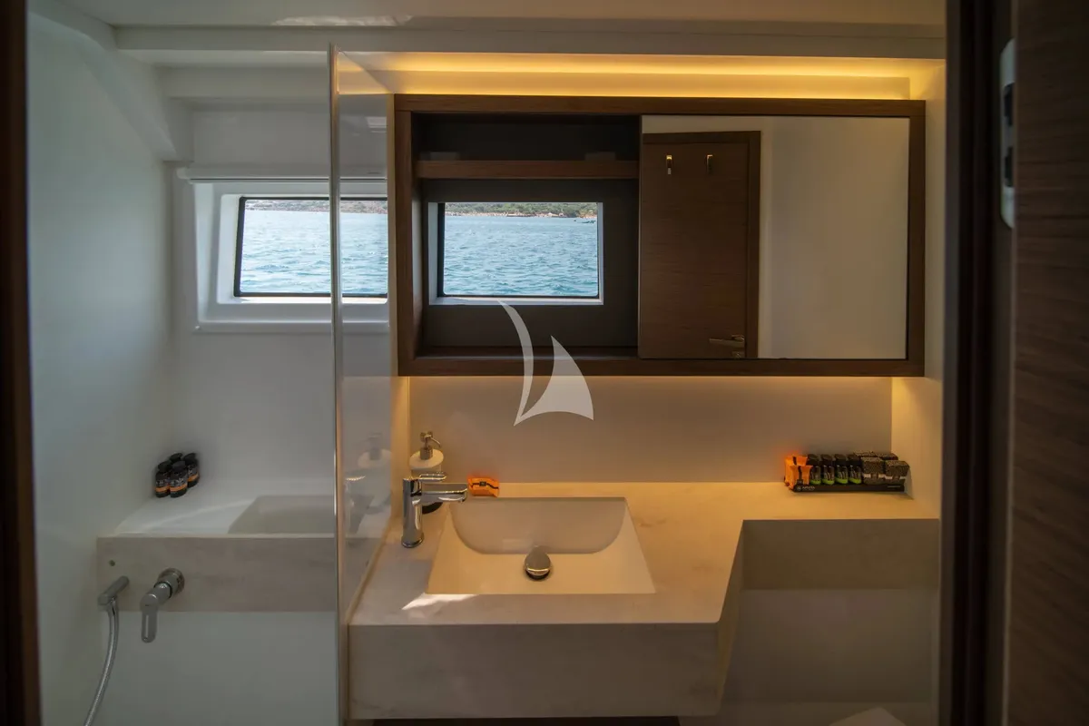 Head on Nomad 2, a Lagoon 50 catamaran at Municipal Unit of Lefkada, Greece