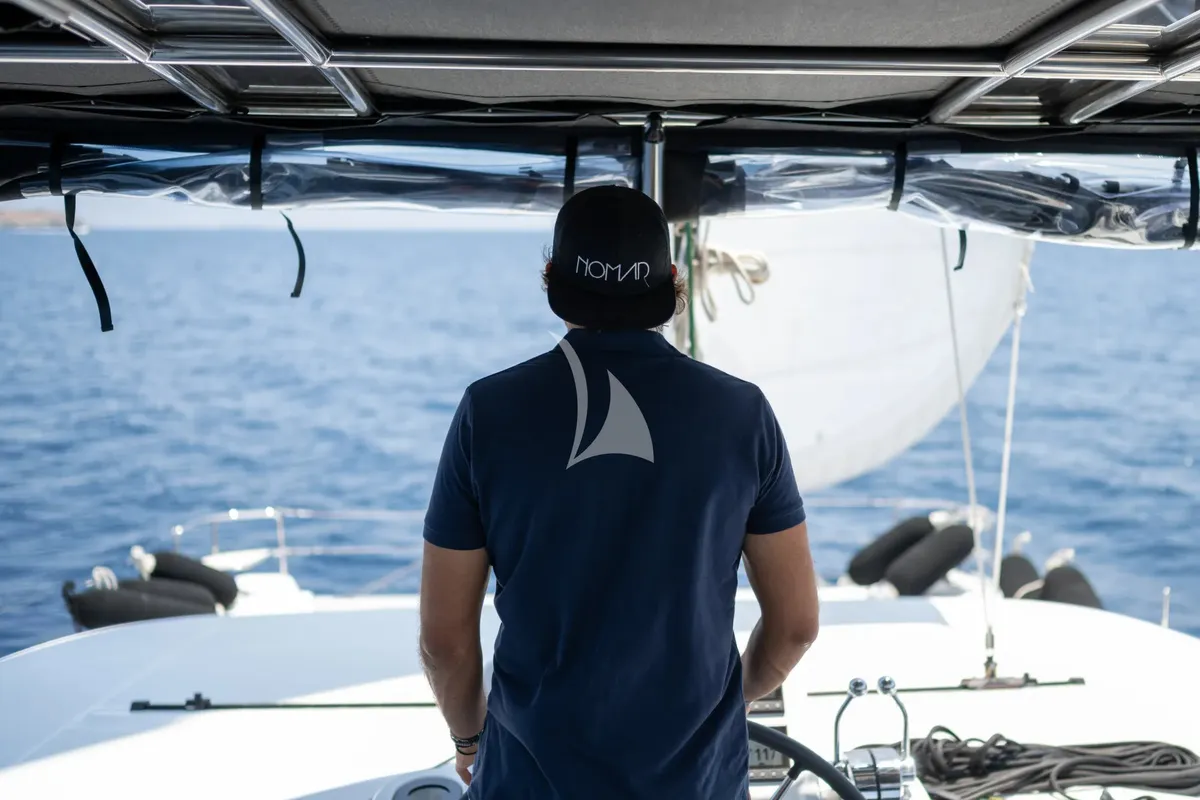 Cockpit of Nomad 2, a Lagoon 50 catamaran at Municipal Unit of Lefkada, Greece