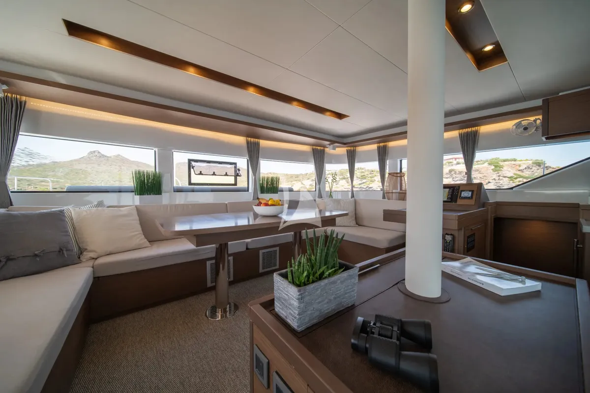 Salon of Nomad 2, a Lagoon 50 catamaran at Municipal Unit of Lefkada, Greece