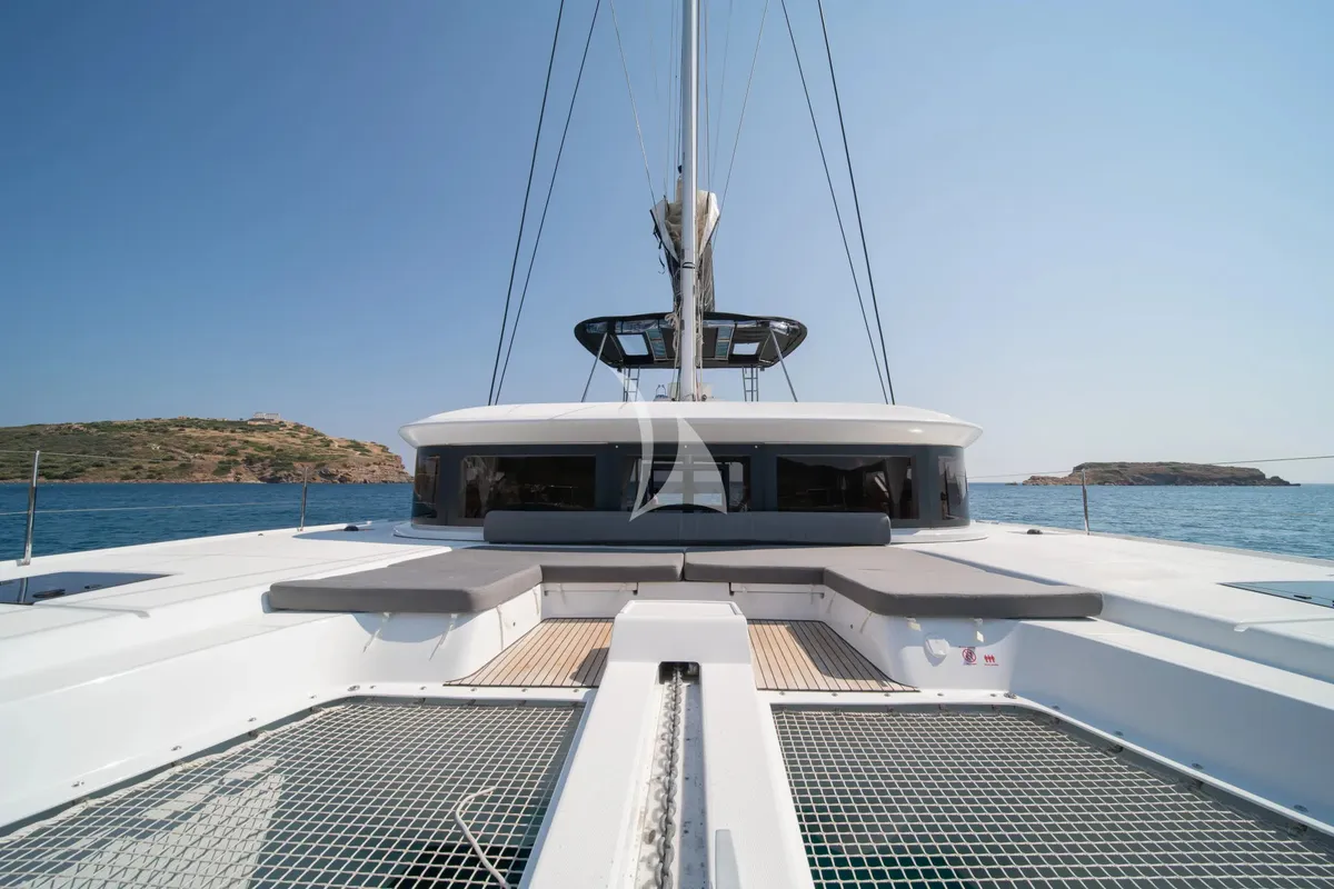 Deck of Nomad 2, a Lagoon 50 catamaran at Municipal Unit of Lefkada, Greece