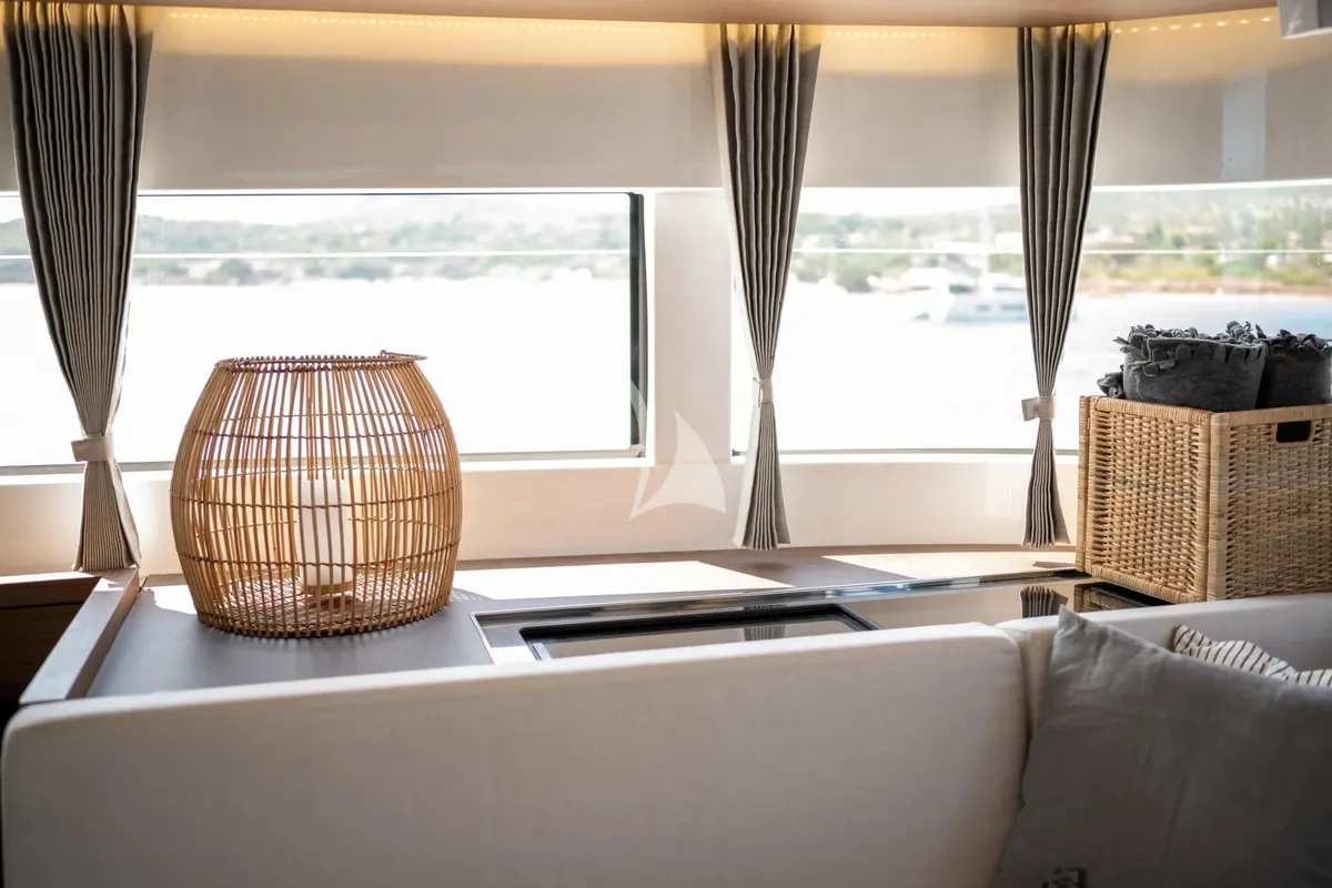 Salon of Nomad 2, a Lagoon 50 catamaran at Municipal Unit of Lefkada, Greece