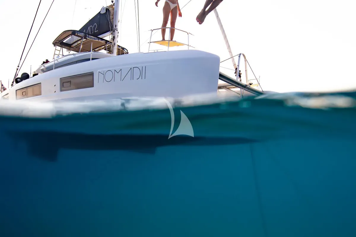 Exterior view of Nomad 2, a Lagoon 50 catamaran at Municipal Unit of Lefkada, Greece