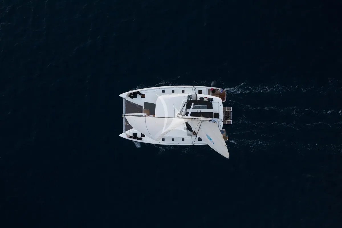 Exterior view of Nomad 2, a Lagoon 50 catamaran at Municipal Unit of Lefkada, Greece