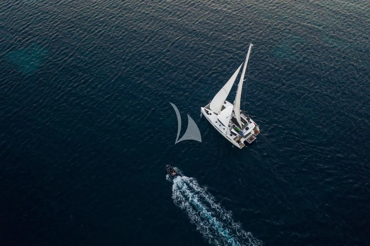 Exterior view of Nomad 2, a Lagoon 50 catamaran at Municipal Unit of Lefkada, Greece