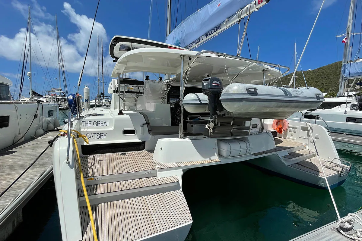 Exterior view of The Great Catsby, a Lagoon 42 catamaran at Road Town, British Virgin Islands