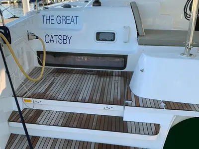 Deck of The Great Catsby, a Lagoon 42 catamaran at Road Town, British Virgin Islands