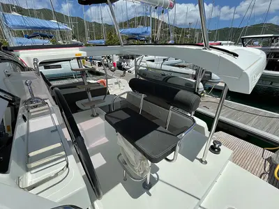 Cockpit of The Great Catsby, a Lagoon 42 catamaran at Road Town, British Virgin Islands
