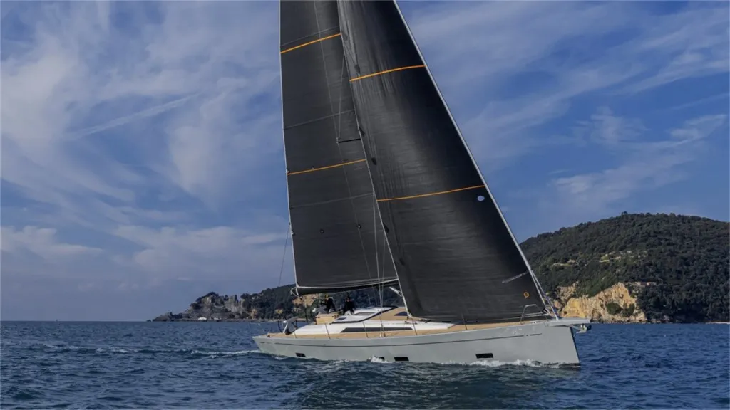 Exterior view of Eclisse, a Gulet Grand Soleil 48 sailboat at Castellammare del Golfo, Italy