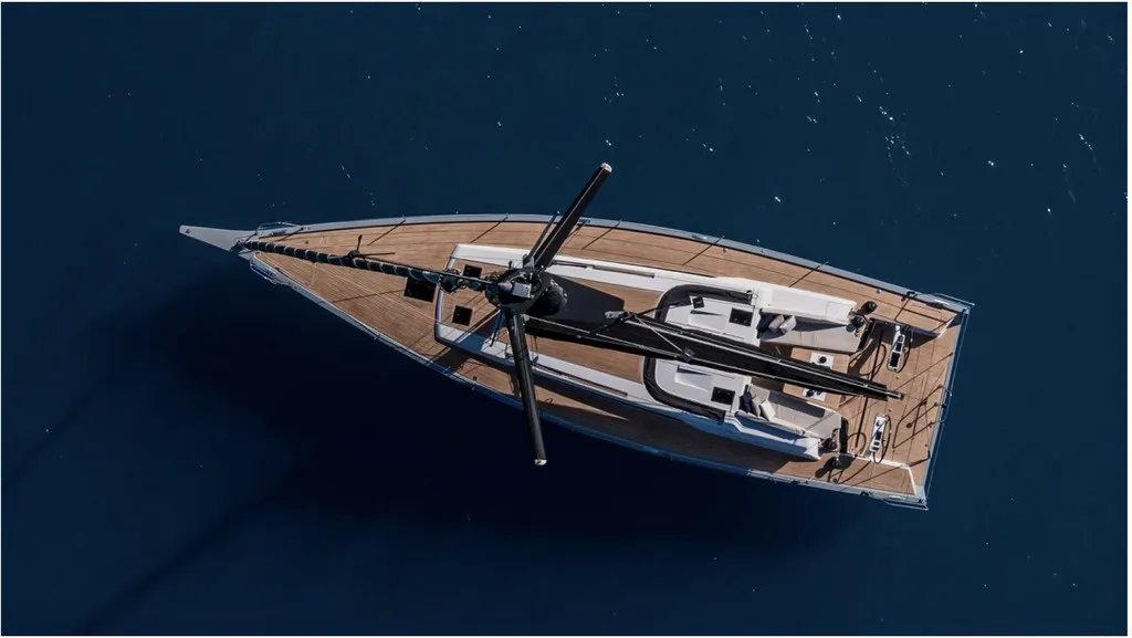 Exterior view of Eclisse, a Gulet Grand Soleil 48 sailboat at Castellammare del Golfo, Italy