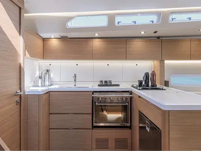 Galley of Eclisse, a Gulet Grand Soleil 48 sailboat at Castellammare del Golfo, Italy