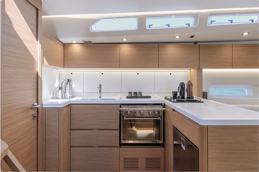 Galley of Eclisse, a Gulet Grand Soleil 48 sailboat at Castellammare del Golfo, Italy