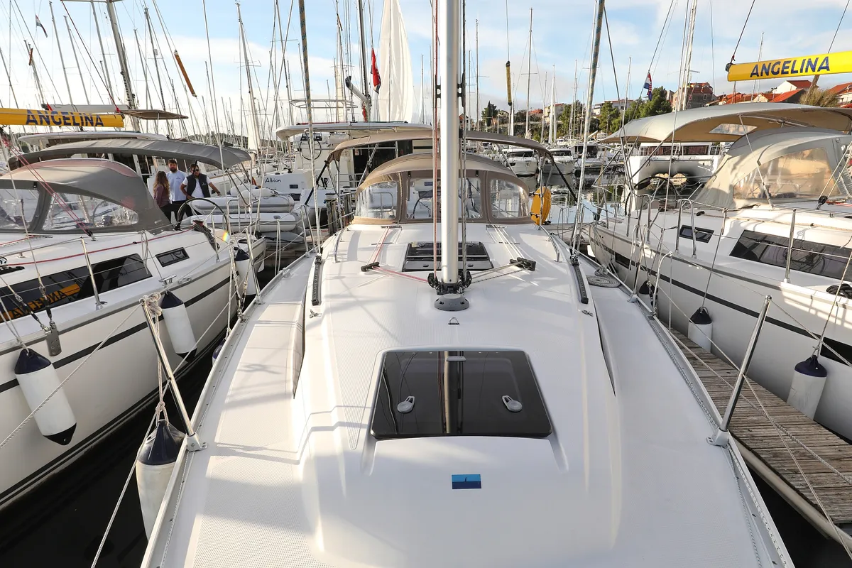 Exterior view of Dolce Vita, a Bavaria Cruiser 33 sailboat at Grad Vodice, Croatia