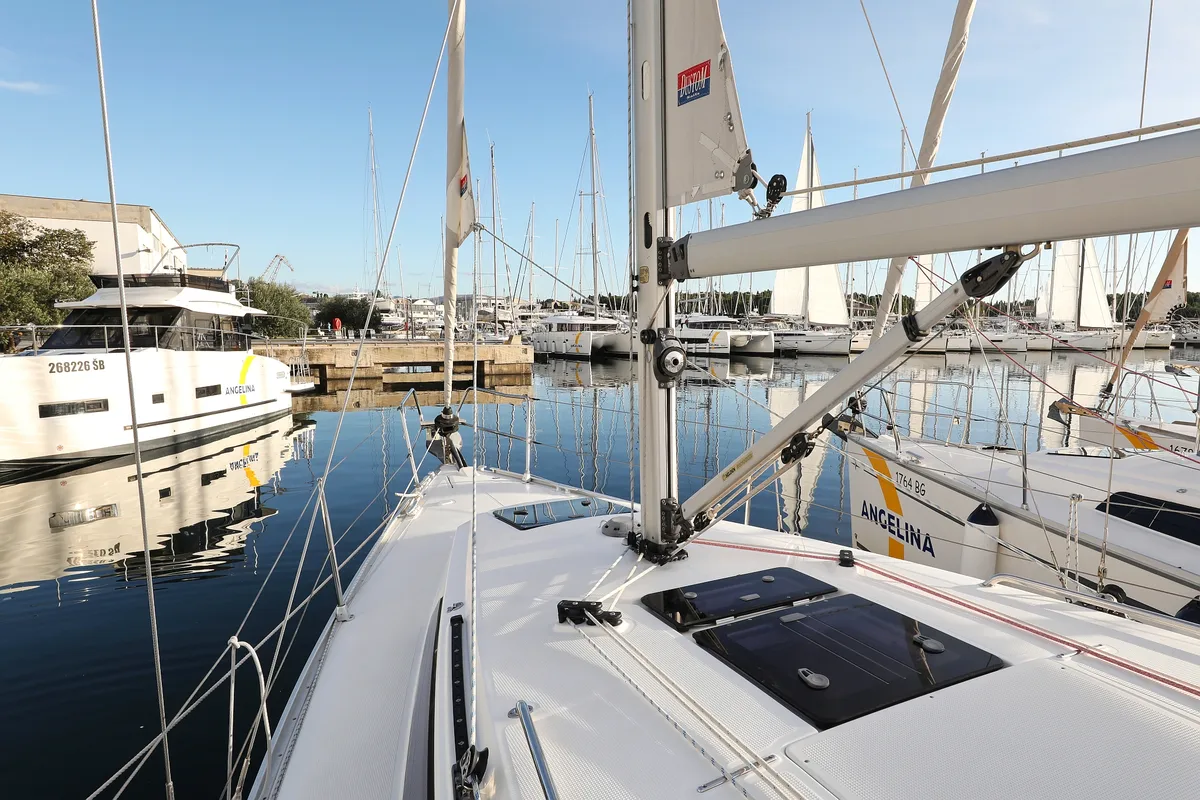 Exterior view of Dolce Vita, a Bavaria Cruiser 33 sailboat at Grad Vodice, Croatia