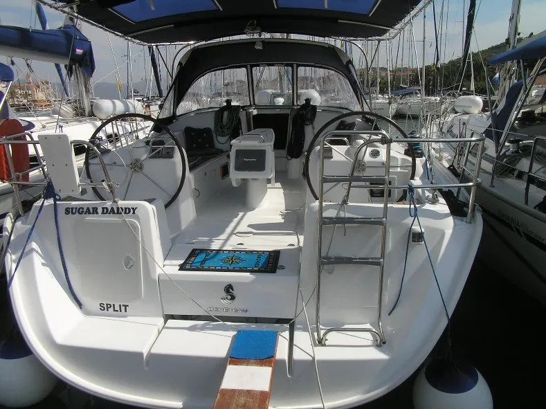 Cockpit of Sugar Daddy, a Beneteau Cyclades 43.4 sailboat at Grad Trogir, Croatia