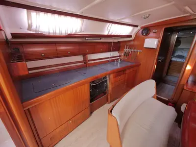 Galley of Velero, a Bavaria 44 sailboat at Fethiye, Turkey