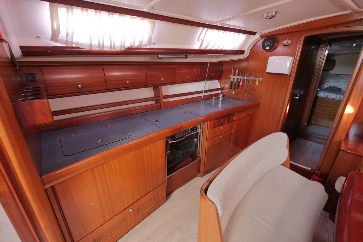 Galley of Velero, a Bavaria 44 sailboat at Fethiye, Turkey
