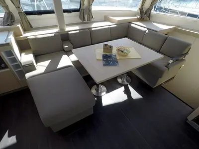 Salon of Alize, a Fountaine Pajot Elba 45 catamaran at Grad Šibenik, Croatia