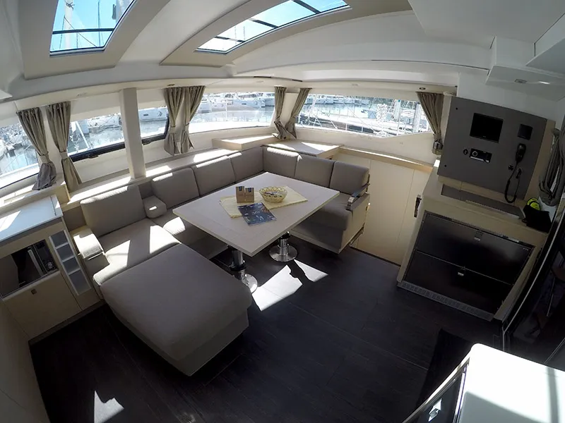 Salon of Alize, a Fountaine Pajot Elba 45 catamaran at Grad Šibenik, Croatia