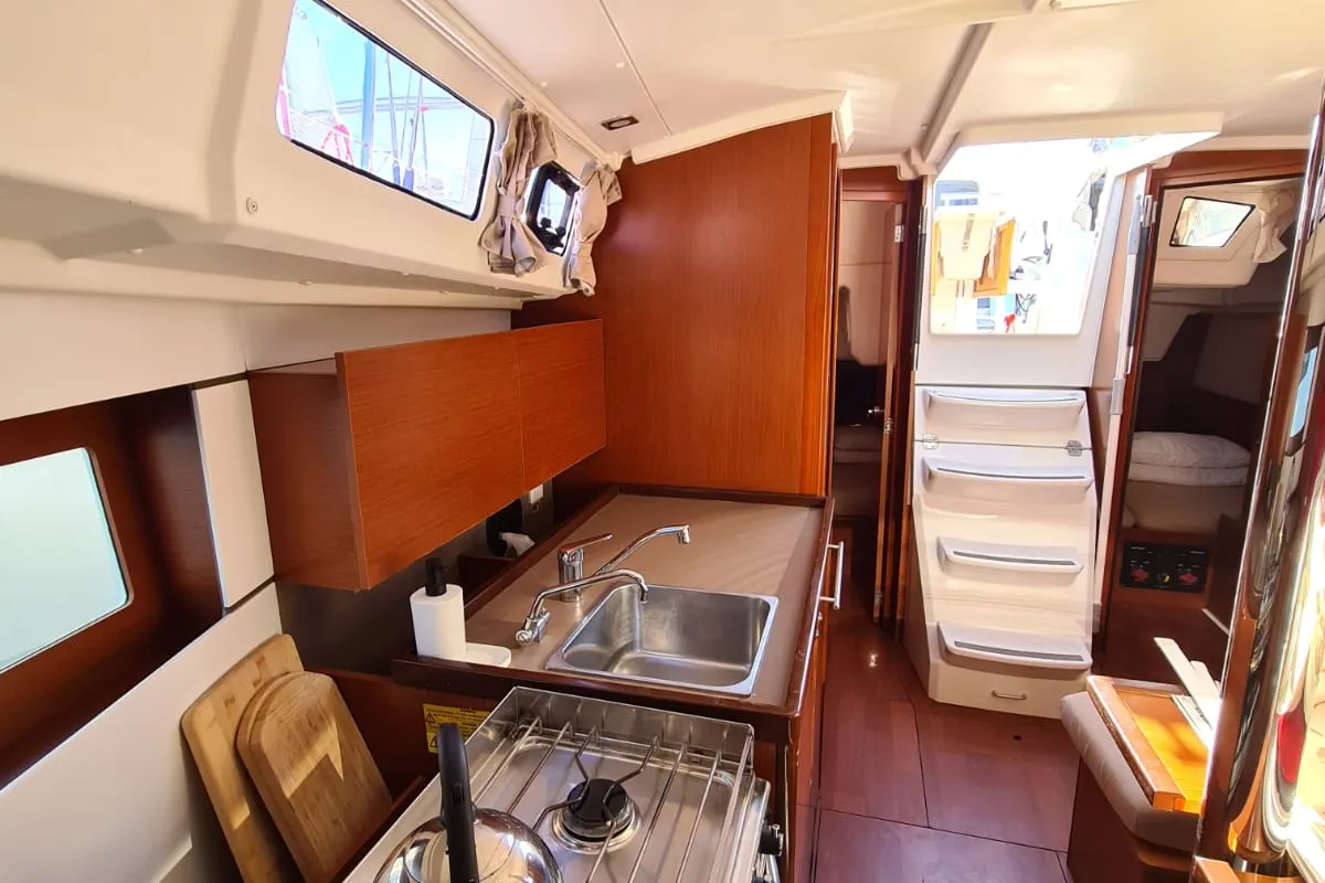 Galley of LAMPUGA, a Beneteau Oceanis 35.1 sailboat at Split, Croatia